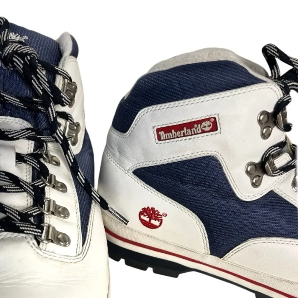 TIMBERLAND Euro Hiking Boots 90s Y2K 56019 White Navy Mens Size 13 VINTAGE